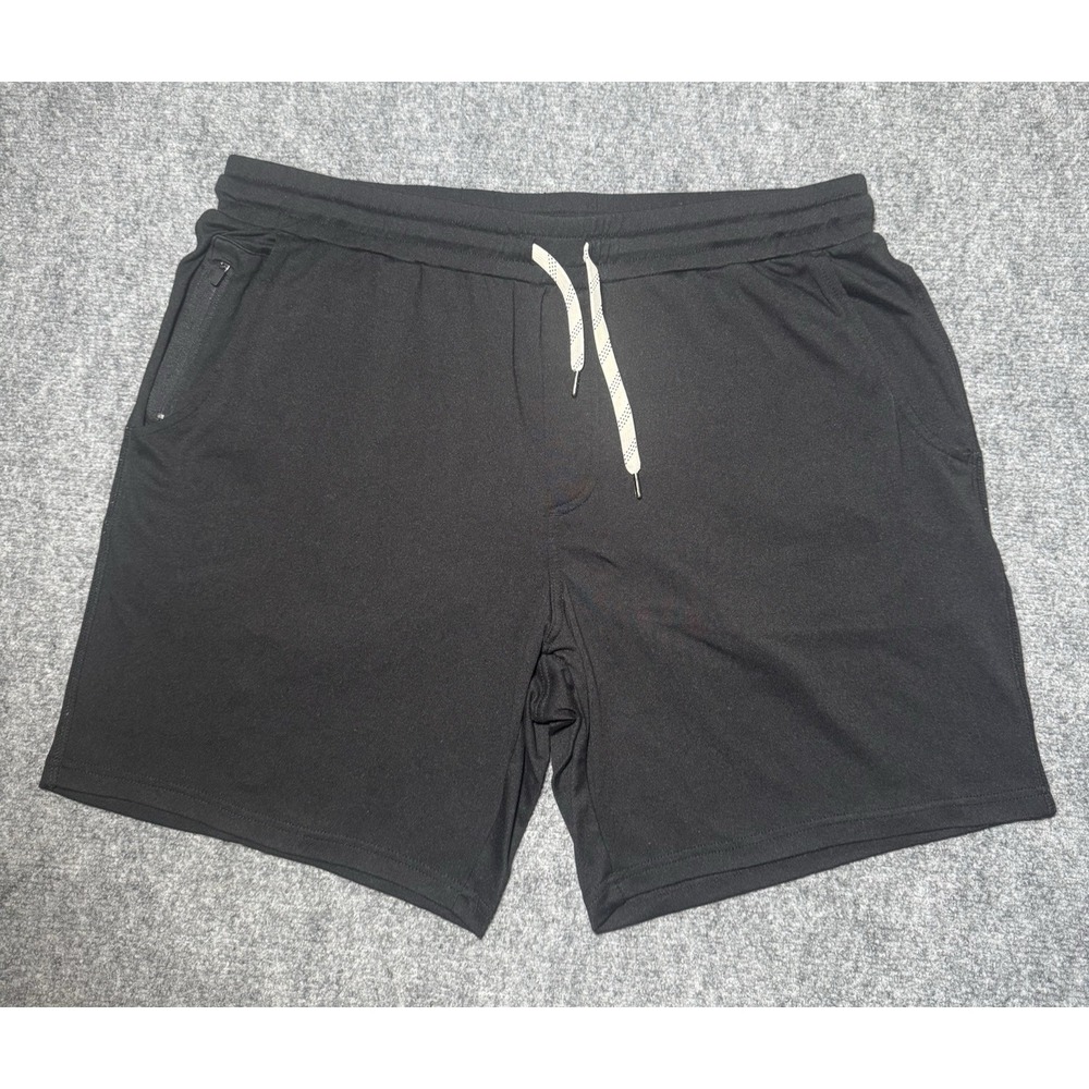 STOIC Shorts Men Size Large Solid Black 7" Inseam Drawstring Casual Gym Training